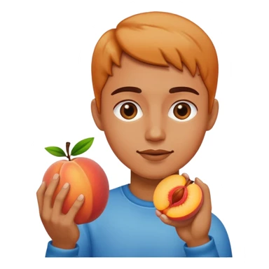 Touching the halved peach with a finger. sticker