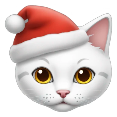 christmas white kitty in red hat sticker