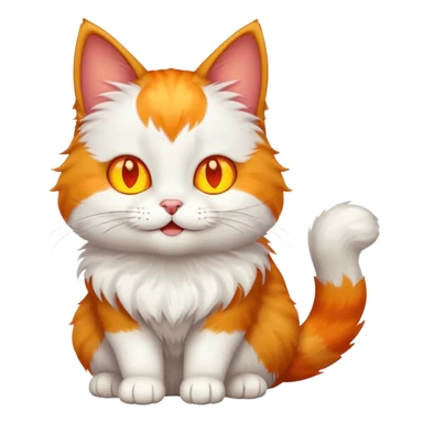 A bicolor cat emoji with glowing happy yellow eyes sticker