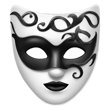 White Masquerade mask with black swirls on it that covers only the eyes. The eyes are completely black. sticker