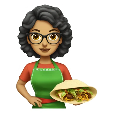 mexican lady green apron  with glasses cooking tacos sticker