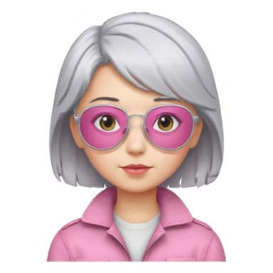 Silver hair pink aviator glasses girl sticker