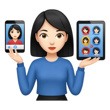 female UX designer with black hair presenting a user flow chart sticker