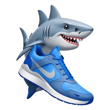 a shark that’s wearing blue Nike shoes and wolf hands too sticker