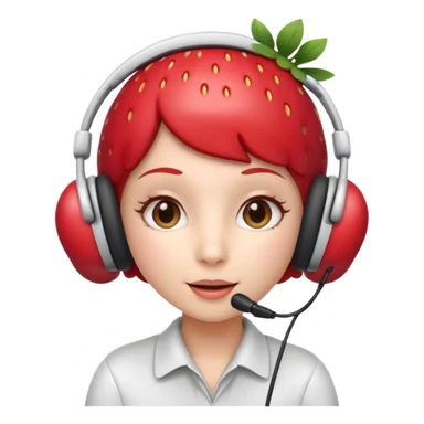 A Cute strawberry wearing headset  sticker