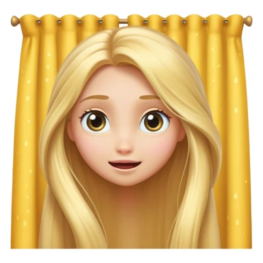 Cinematic Adorable Rapunzel Portrait Emoji, Playfully peeking out from behind a curtain of hair, big sparkling eyes, cheeks flushed with excitement, exuding charm and innocence, an absolute delight! sticker