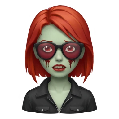 Zombie girl with red hair and sun glasses face sticker