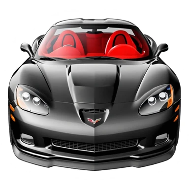 black 2006 Chevrolet Corvette C6 ZR1 with a red headlight, simplified, expressive, side view sticker