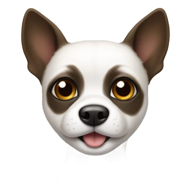 Small dog’s face with white muzzle, dark fur around eyes, black nose, and a curious, sweet expression. sticker