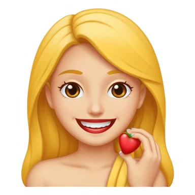 Emoji de una chica mordiéndose el dedo sonriendo de forma coqueta  sticker