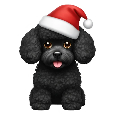 Black toy poodle wearing Santa hat sticker
