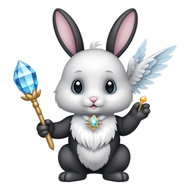 Black bunny with wings and with cristal wand  sticker