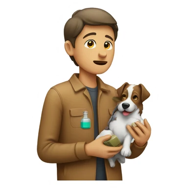 Person taking pills for dog sticker