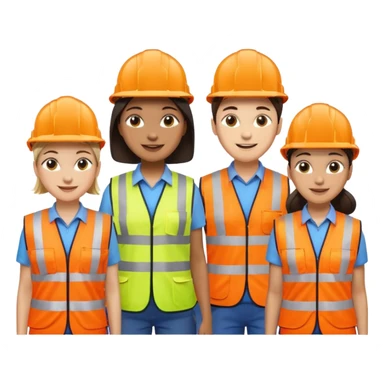 group of railway engineers mixed races and genders behind a table sticker