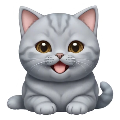 Cinematic Cute Grey British Shorthair kitten Portrait Emoji, Head tilted playfully and yawning, round and plump body with sleek soft grey fur and subtle blue undertones, Simplified yet adorable features, highly detailed, glowing with a warm, friendly glow, high shine, curious yet calm, stylized with a touch of whimsy, bright and endearing, soft glowing outline, capturing the essence of a mischievous yet loving and lazy kitty, so cute it feels like it could stretch out of the screen and cuddle! sticker