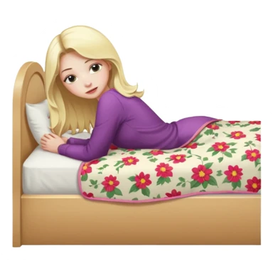 Blonde girl bent over on a bed sticker