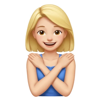 girl with arms crossed grabbing neck while laughing  sticker