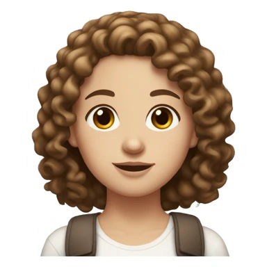 White girl with 2b curly brown hair and brown eyes sticker