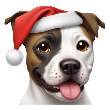 Staffy dog wearing a Santa hat sticker