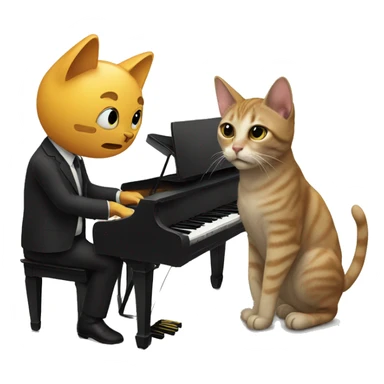 A cat and a sog playing Piano  sticker