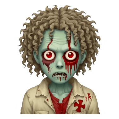 curly haired zombie sticker