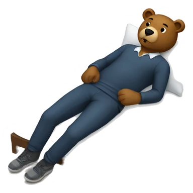 A man lying flat on the ground with a bear sitting on top of him sticker