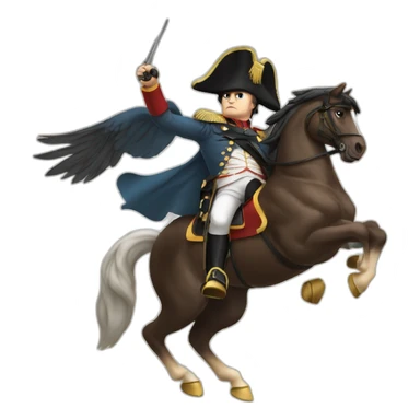 serious angry napoleon on horse hold golden eagle sticker
