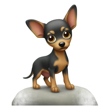 miniature pincher girl dog standing on a mini island ￼ sticker