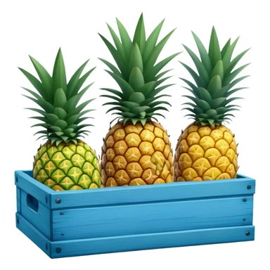 pineapples in a blue wooden container sticker