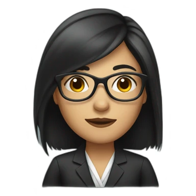female lawyer with black long hair and glasses sticker