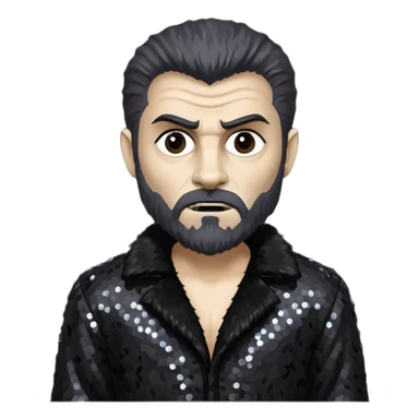 The Wolf Man from Universal Monsters with dark brown fur, black sequin outfit sticker