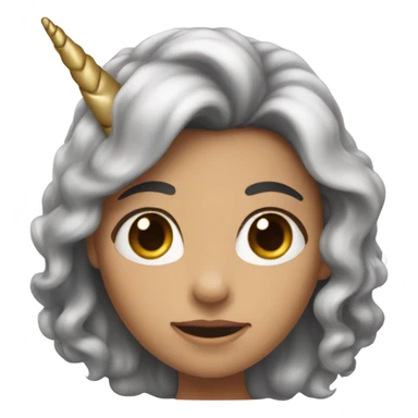 A girl with a unicorn horn sticker