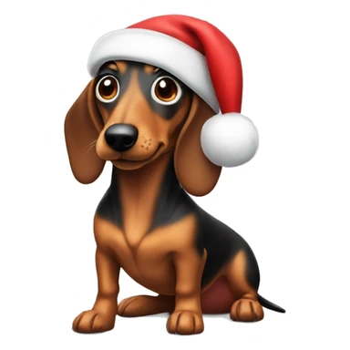 Wiener dog with Santa clause hat sticker