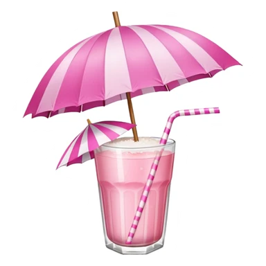 coconut drink with pink umbrella and a pink line straw sticker