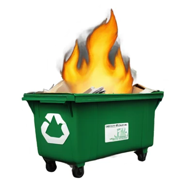 Oregon duck in a dumpster fire with the Ohio state university logo on the dumpster sticker