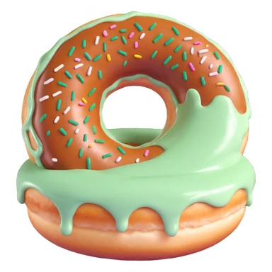 donut with green cream glazing, visually appealing, focus on the green glaze texture, no text sticker