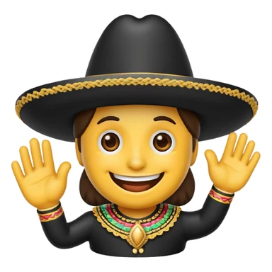 emoji waving wearing a black Spanish sombrero cordobés sticker
