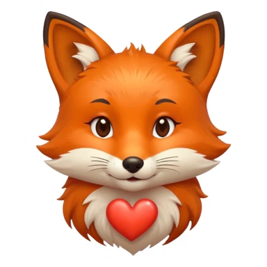 A iOS style fox with a kissing & winky face and a small heart sticker