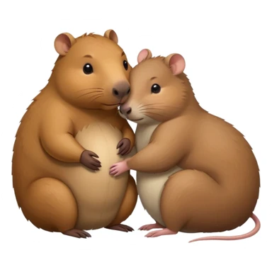 capybara and a mouse cudding with each other sticker