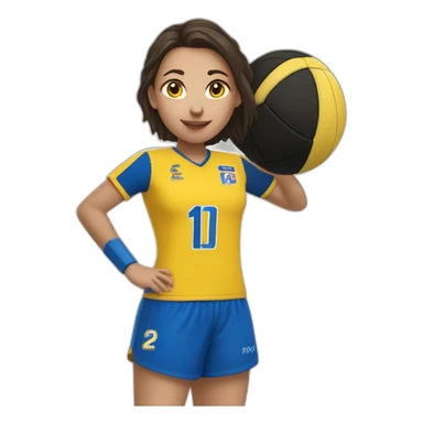 Teenage girl handball-louves saint-amand yellow jersey number 20-blue-shooting-blue short sticker