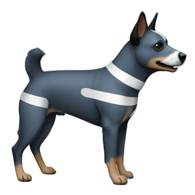 Blue heeler dog full body; dark mask with thin white stripe sticker