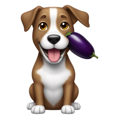 Dog eating eggplant  sticker