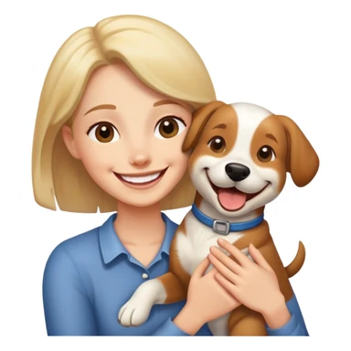 person petting a happy dog sticker