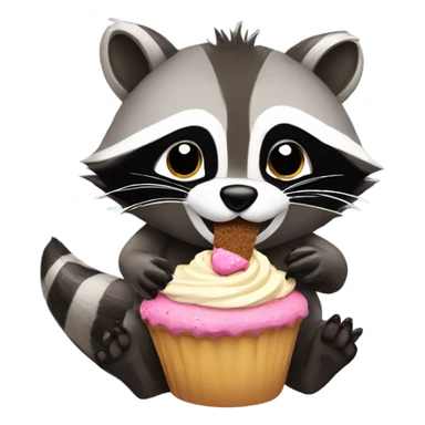 Racoon eating a cupcake sticker