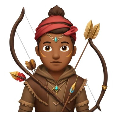 The classic hunter image with a bow and arrow on his back, dressed in brown with some animal made decorations sticker