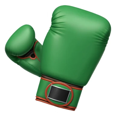 singular gree boxing glove with the back facing frontwards and pointed up sticker