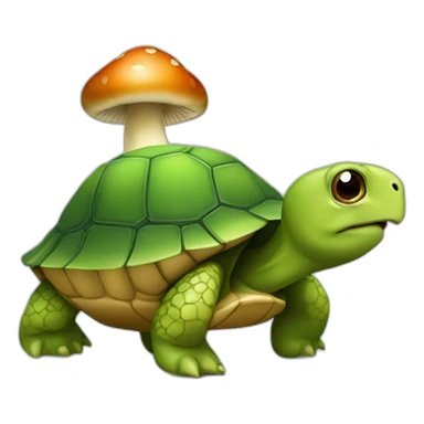 Une tortue avec un champignon sur le dos sticker