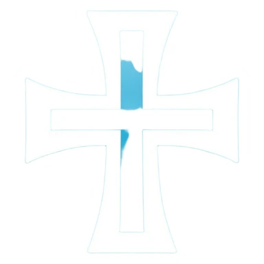 simple flat cyan blue square icon with a clean white greek cross like thsi: ☩ sticker