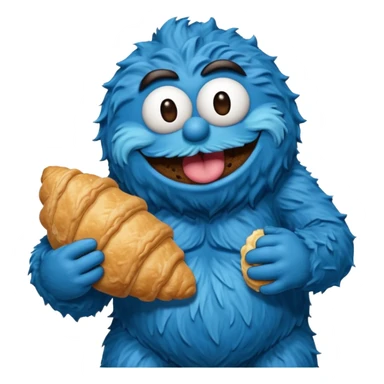 emoji from a french cookie monster with croissant sticker