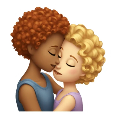 curly red head girl  kissing short haired blonde girl sticker